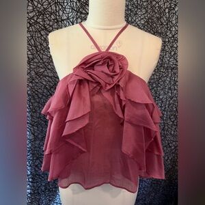Pink Ruffled Halter Top